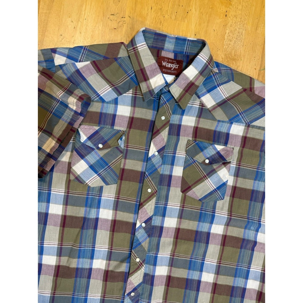 Vintage Wrangler Western‎ Wear 3XL Big Plaid Pearl Snap Shirt Cotton Cowboy